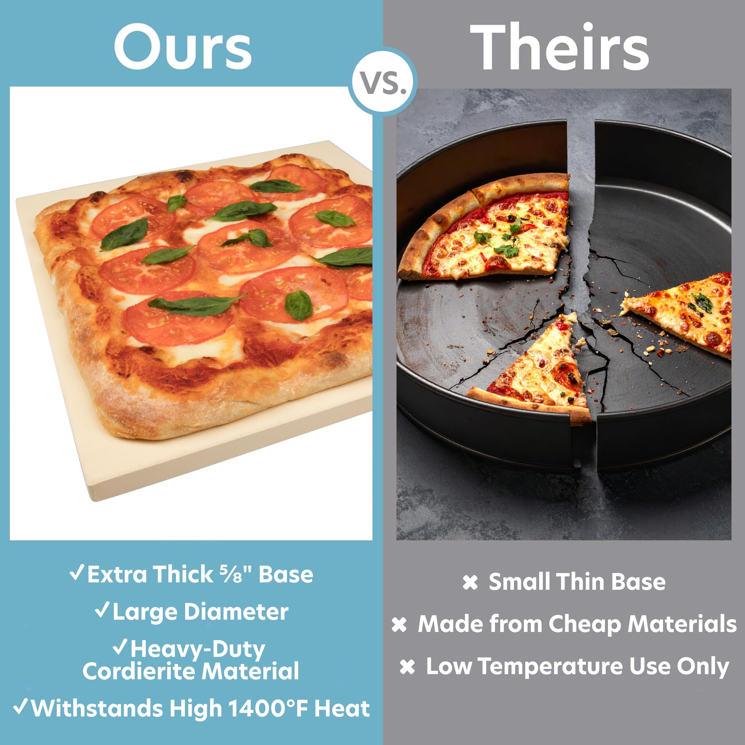 CucinaPro pizza stone promotes self-seasoning with each use on oven or grill