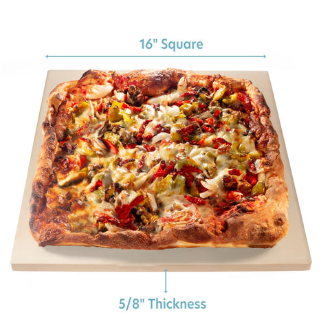 CucinaPro pizza stone on grill promoting even cooking and grill-friendly use