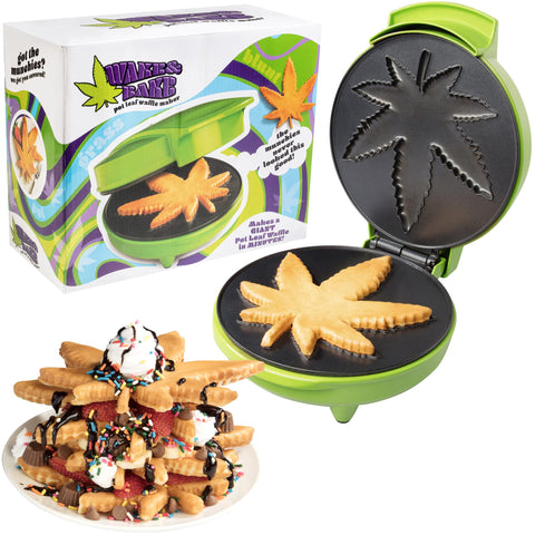 CucinaPro pot leaf waffle maker dessert or snack option for cannabis-themed parties.