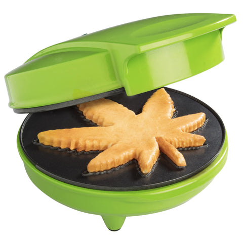 CucinaPro pot leaf waffle maker nonstick surface enables easy release and cleanup.
