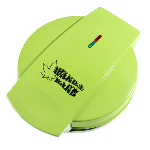 CucinaPro pot leaf waffle maker waffle closeup showing crisp edges and playful vibe.