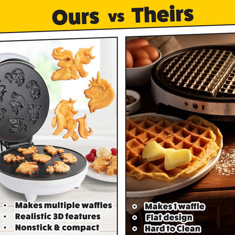 CucinaPro compact electric waffle iron fits small kitchens.