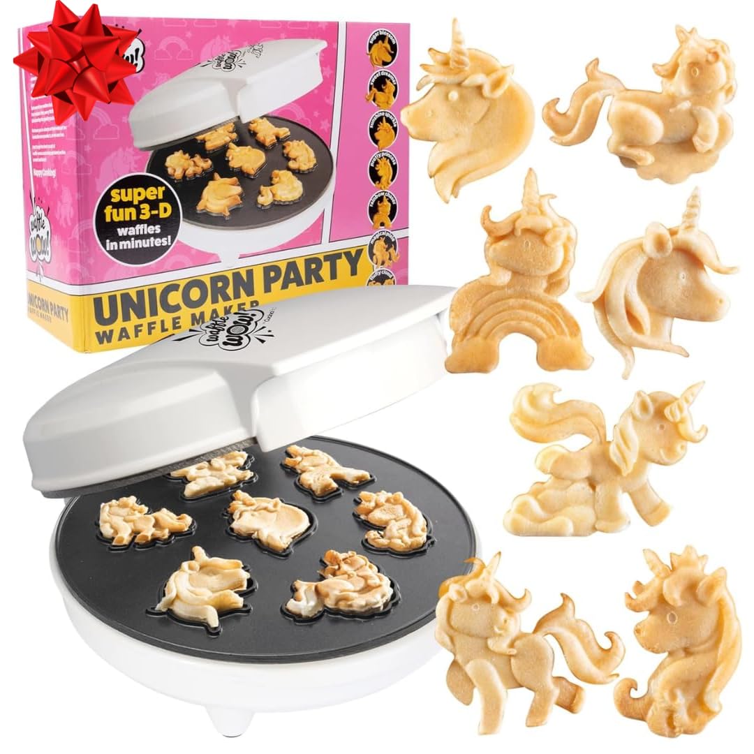 CucinaPro Unicorn Mini Waffle Maker creates unicorn waffles quickly for busy mornings.
