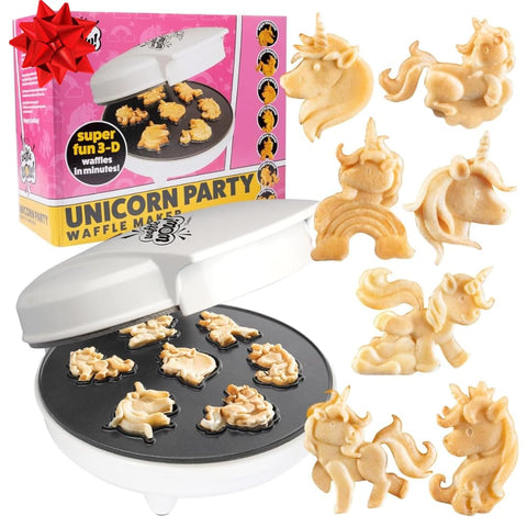 CucinaPro Unicorn Mini Waffle Maker creates unicorn waffles quickly for busy mornings.