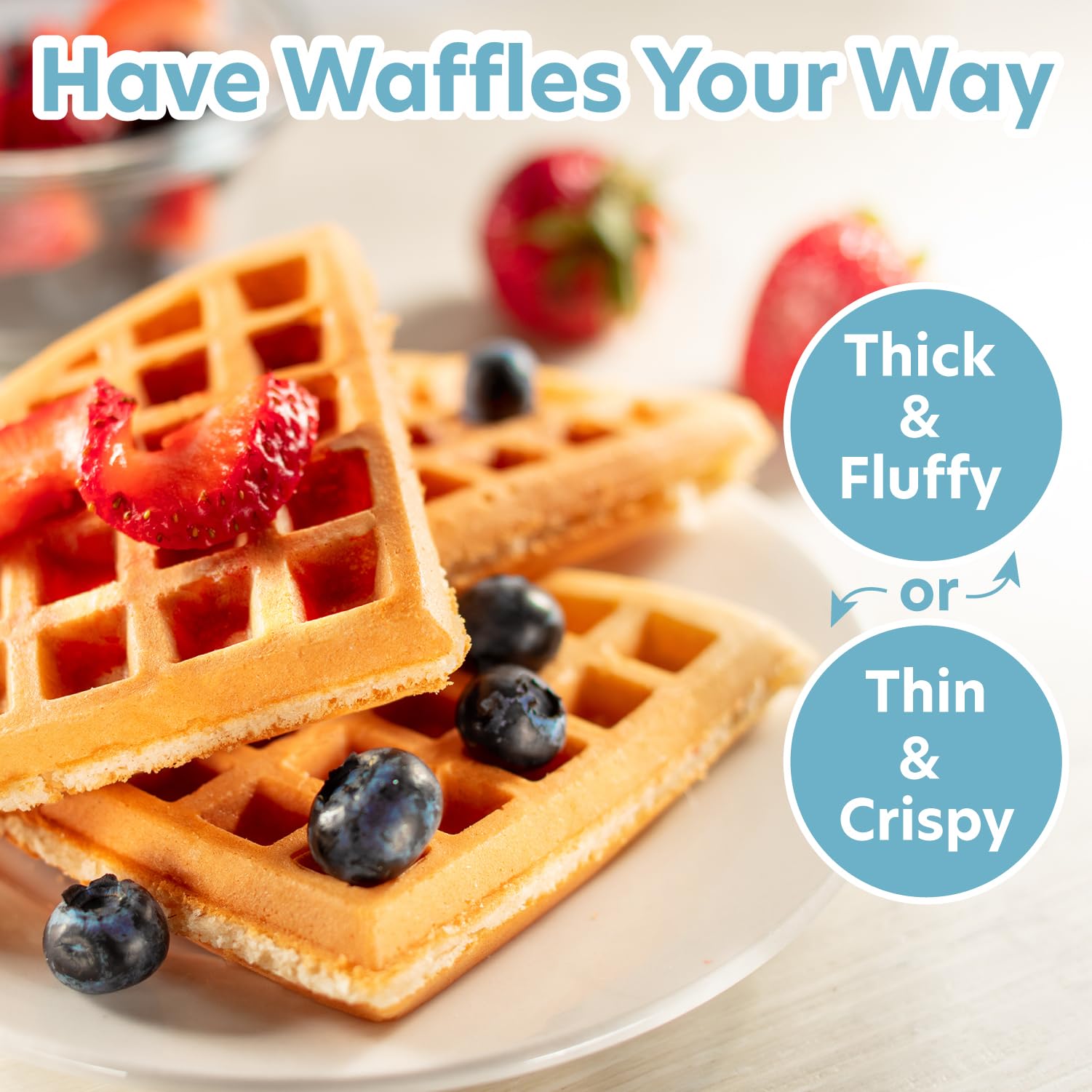CucinaPro waffle maker brushed stainless steel housing adds timeless kitchen style.
