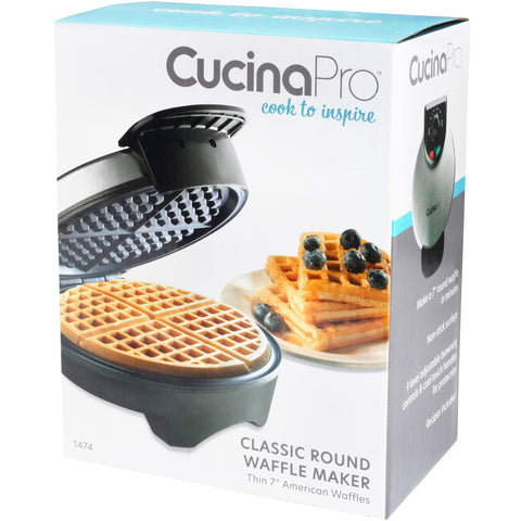CucinaPro waffle maker offers easy cleanup after cooking thanks to nonstick surface.