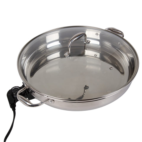 Cucinapro XL electric skillet lid view for easy heat retention and monitoring.