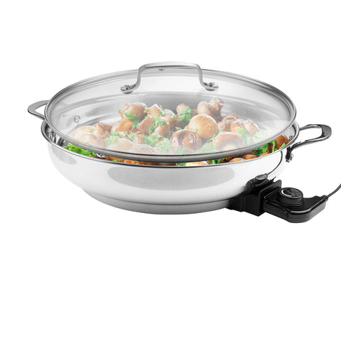 Cucinapro XL electric skillet with included recipe guide for inspiration.
