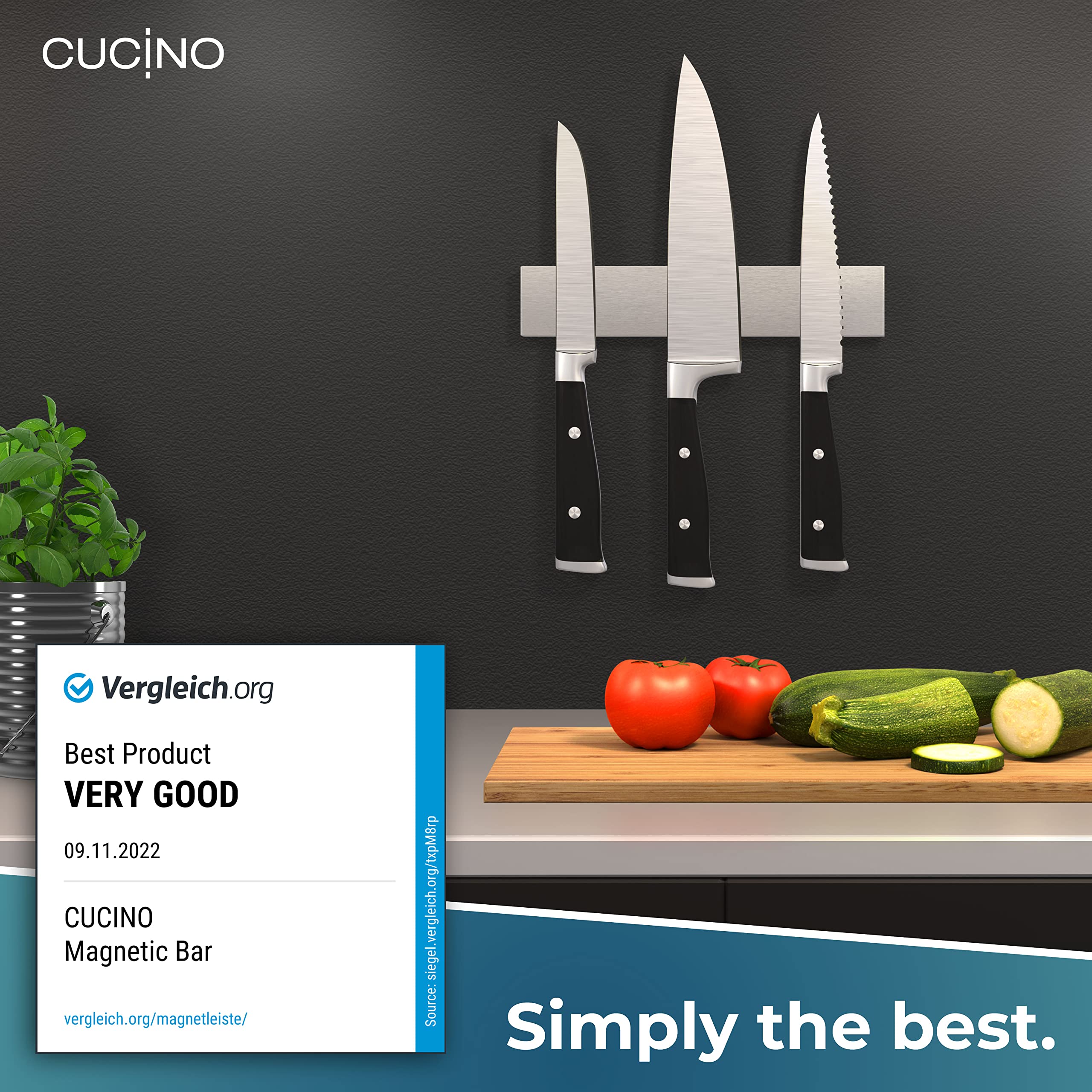 Cucino stainless steel knife holder showing rust-proof surface and clean finish