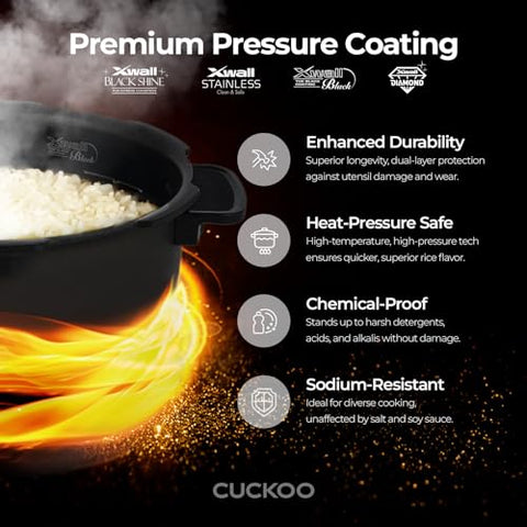 CUCKOO CRP-P0609S nonstick inner pot for easy release and cleanup.