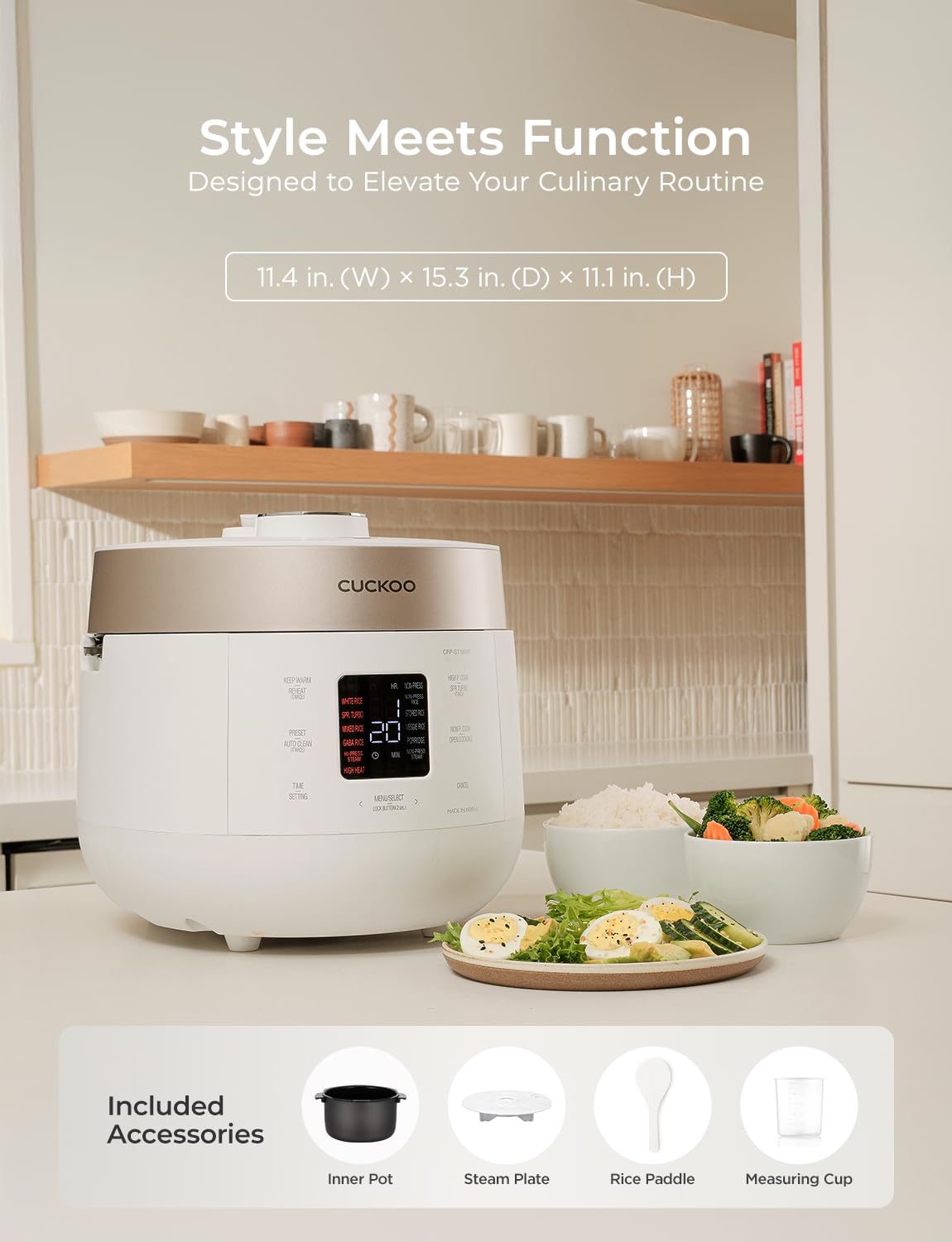 CUCKOO keep-warm mode maintains ready-to-serve rice without burning