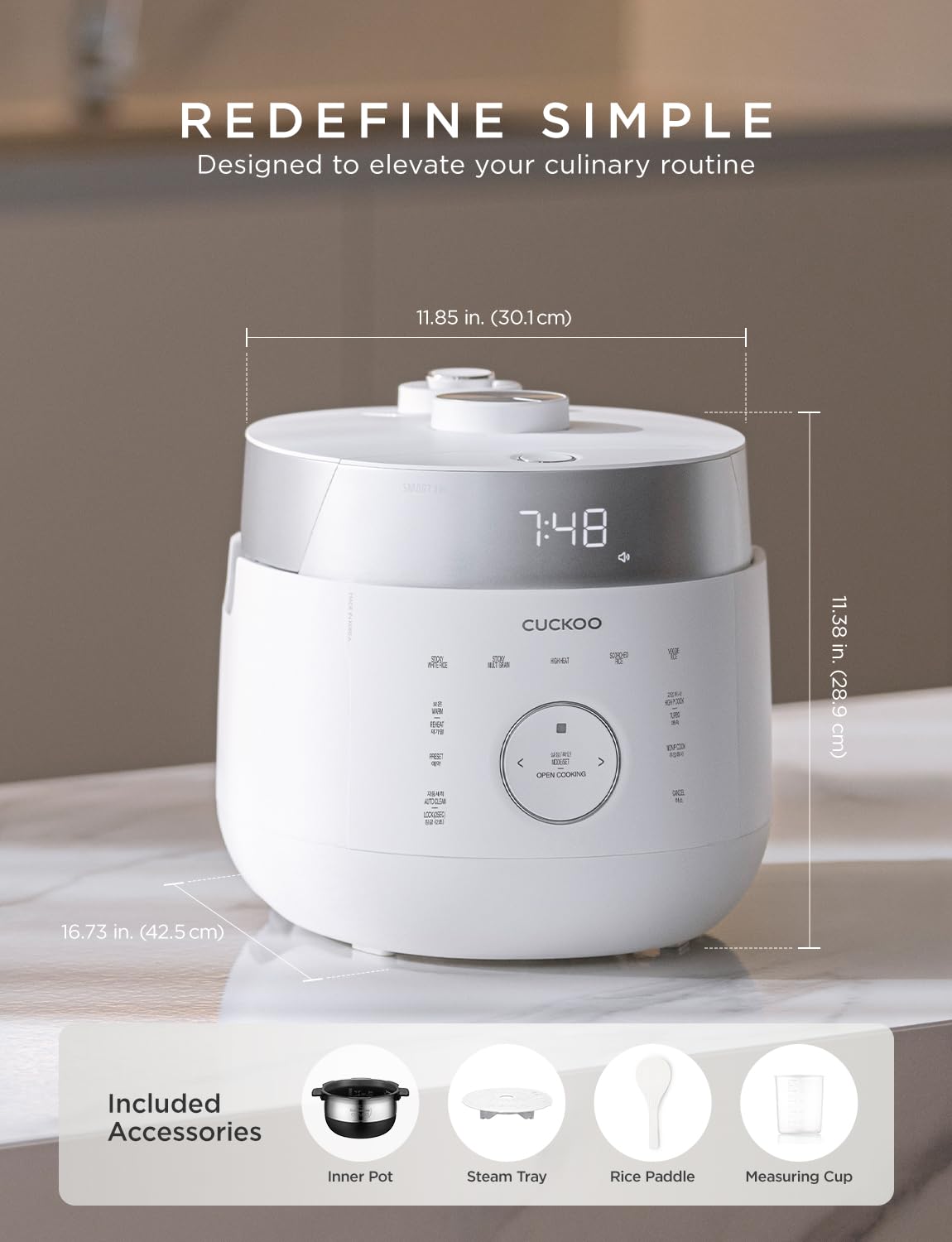CUCKOO Twin Pressure Rice Cooker LCD panel displays modes and timings clearly