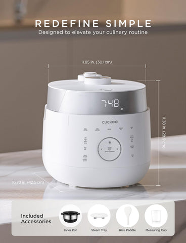 CUCKOO Twin Pressure Rice Cooker LCD panel displays modes and timings clearly