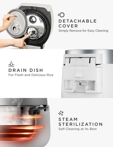 CUCKOO steam function enables light meals and side dishes