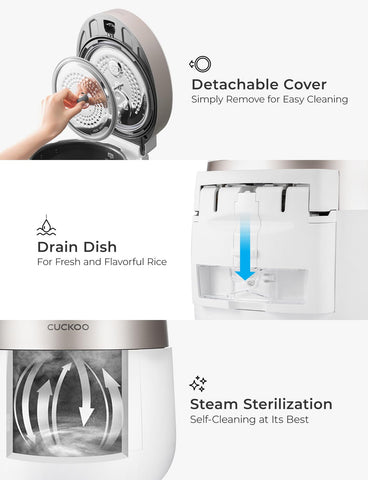 CUCKOO steam release feature preserves aroma and texture