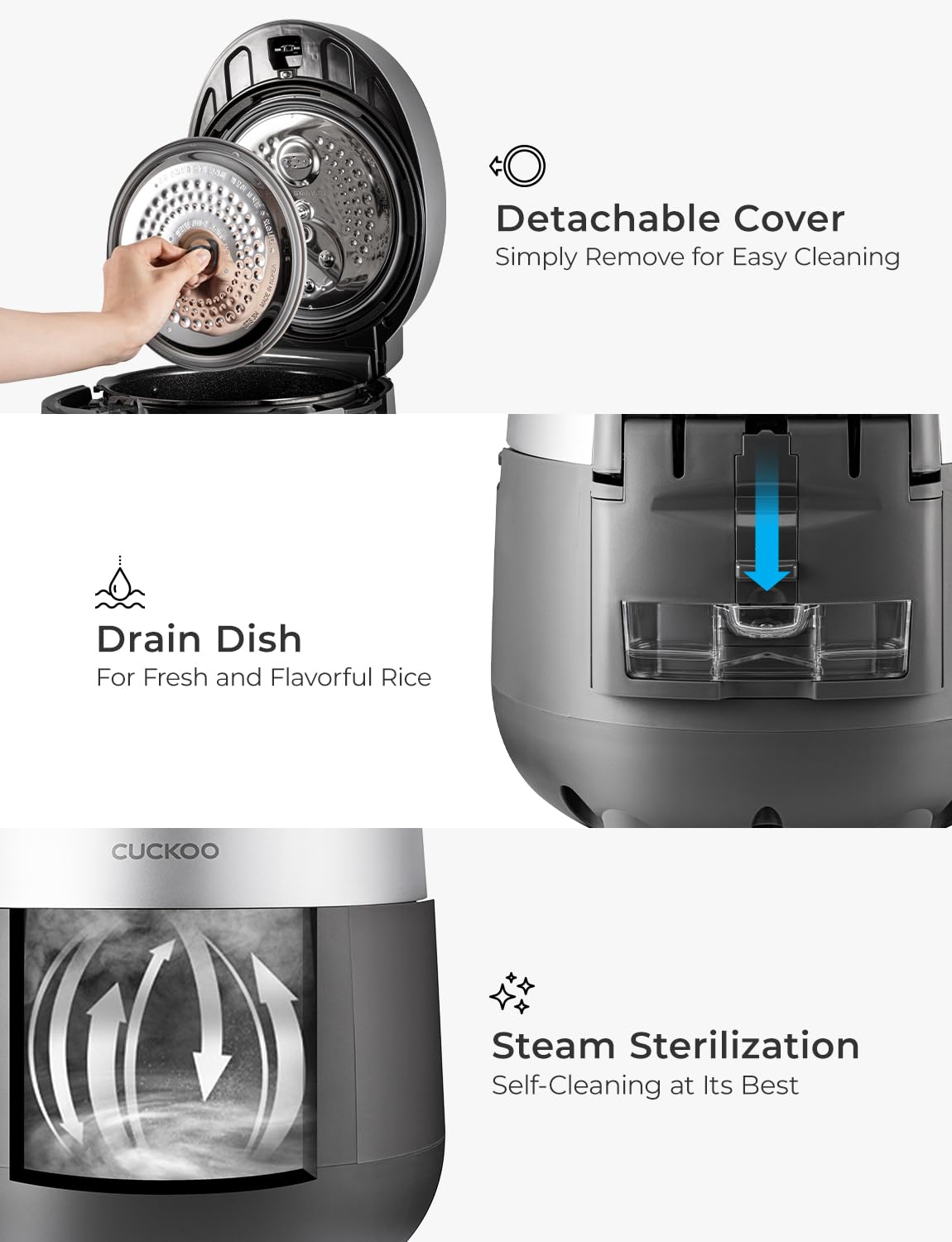 CUCKOO Twin Pressure Rice Cooker voice guide for hands-free cooking.