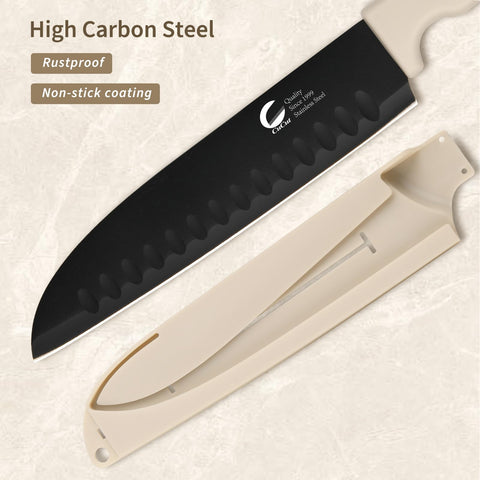 CuCut 7in santoku knife balanced for chopping vegetables