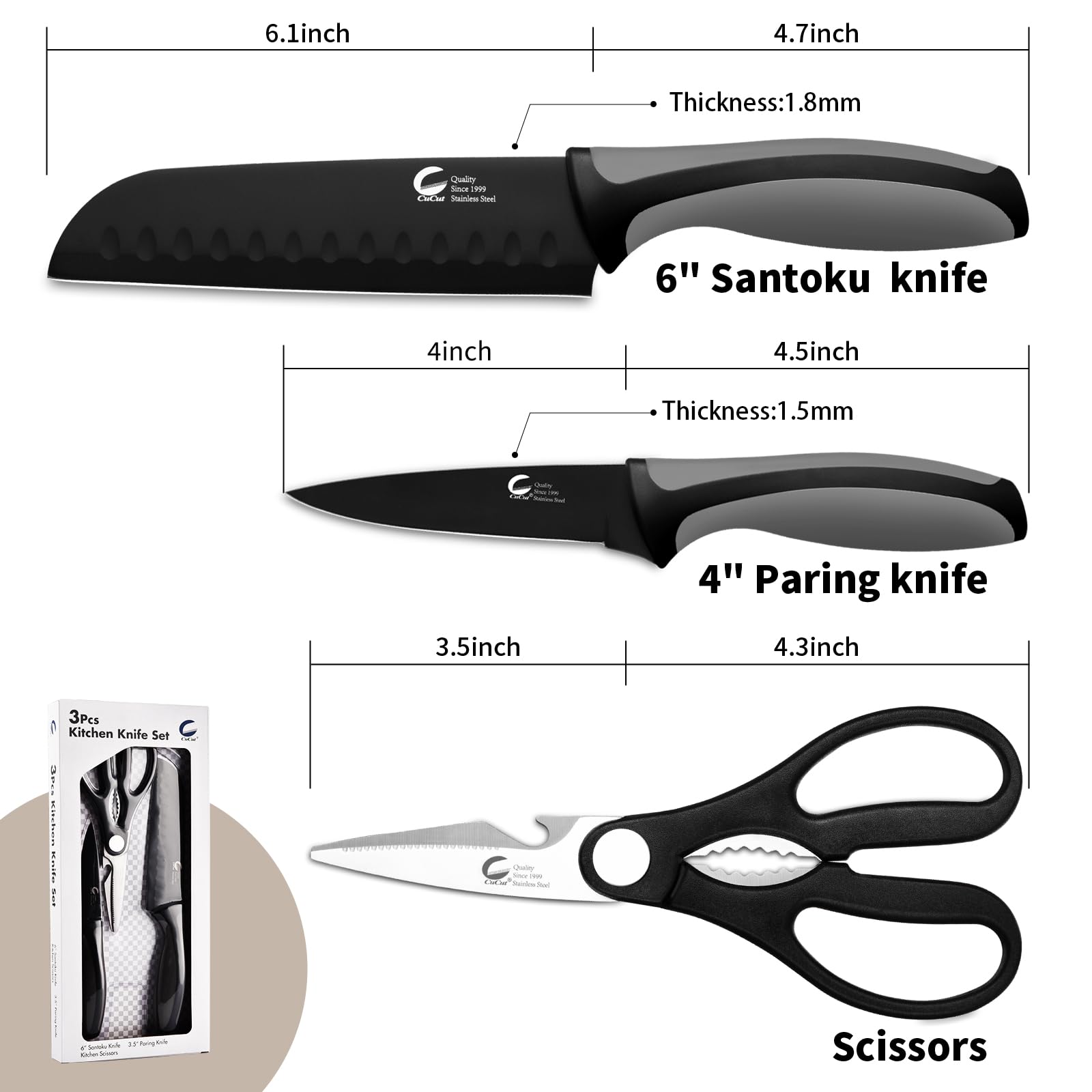 CuCut 4-inch paring knife for intricate peeling and trimming tasks