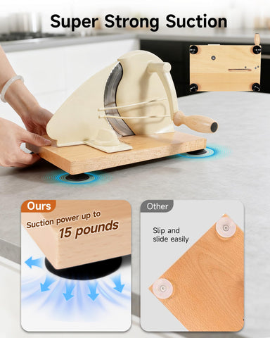 Cudnt manual bread slicer ergonomic wooden handle improves grip and control