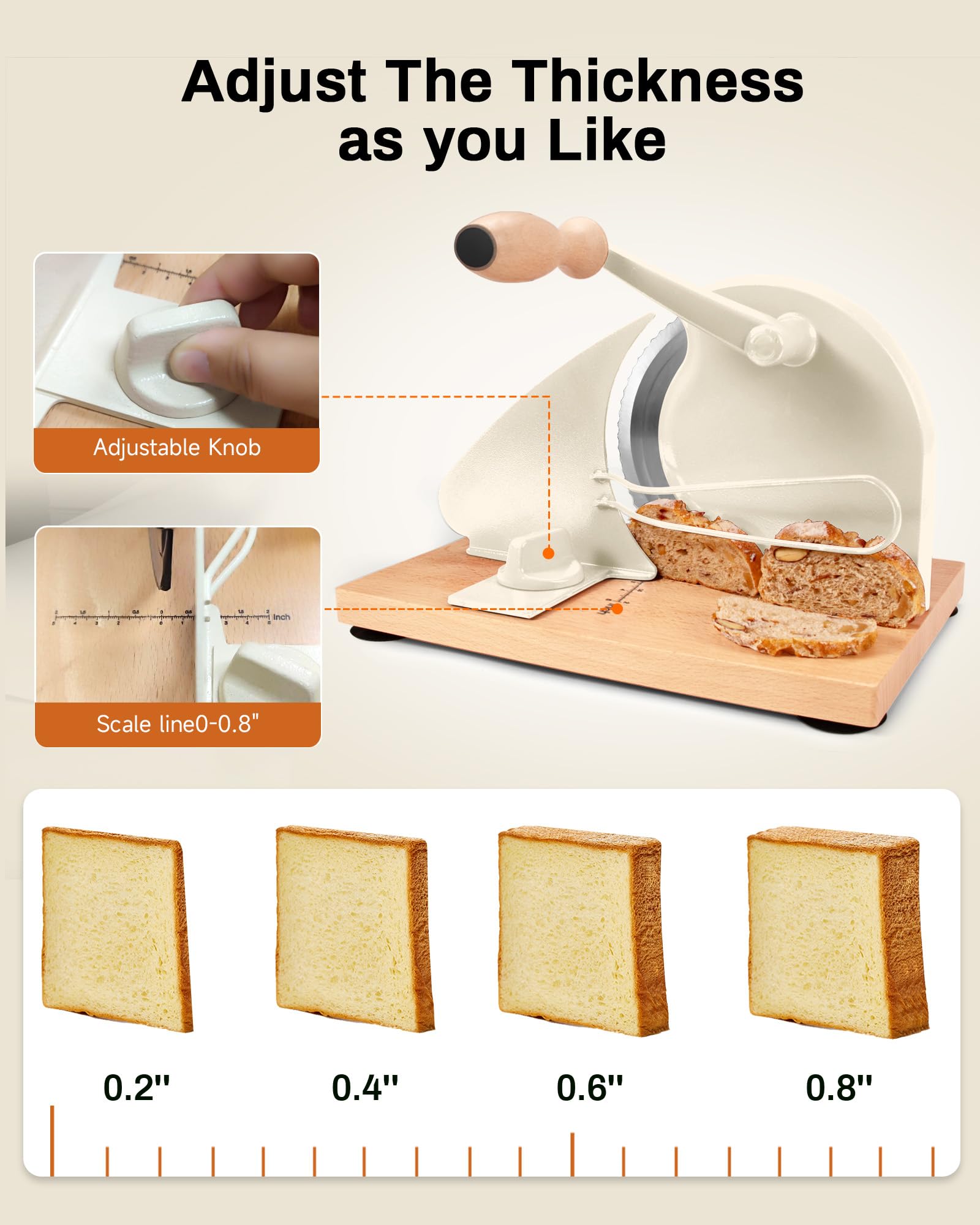 Cudnt manual bread slicer stainless-steel blade stays sharp through many loaves