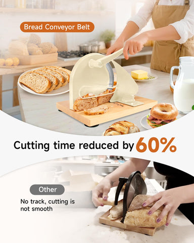 Cudnt manual bread slicer thickness-adjustment 0–23 mm for consistent slices
