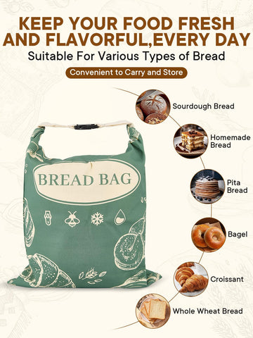 Cuijialaha bread bag with zipper fold-over closure provides secure, breathable storage.