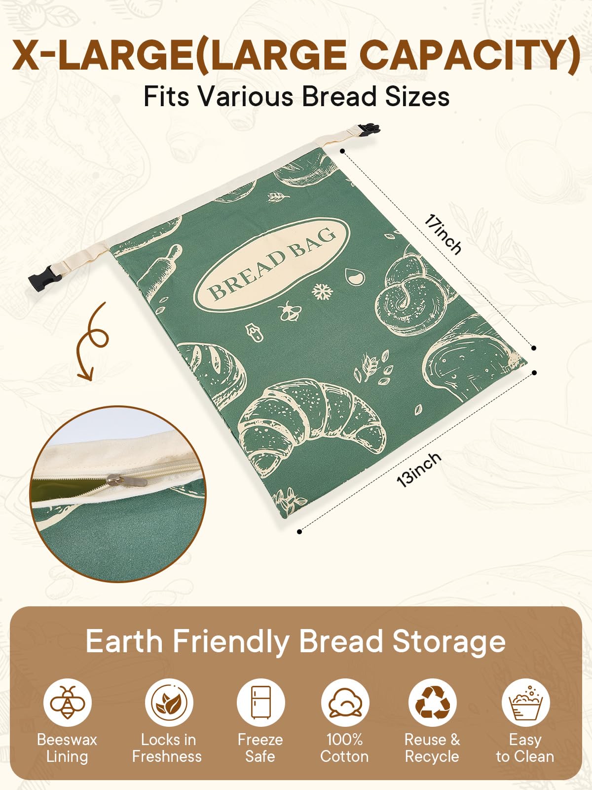 Cuijialaha patterned bread bags add stylish touch to kitchen storage.