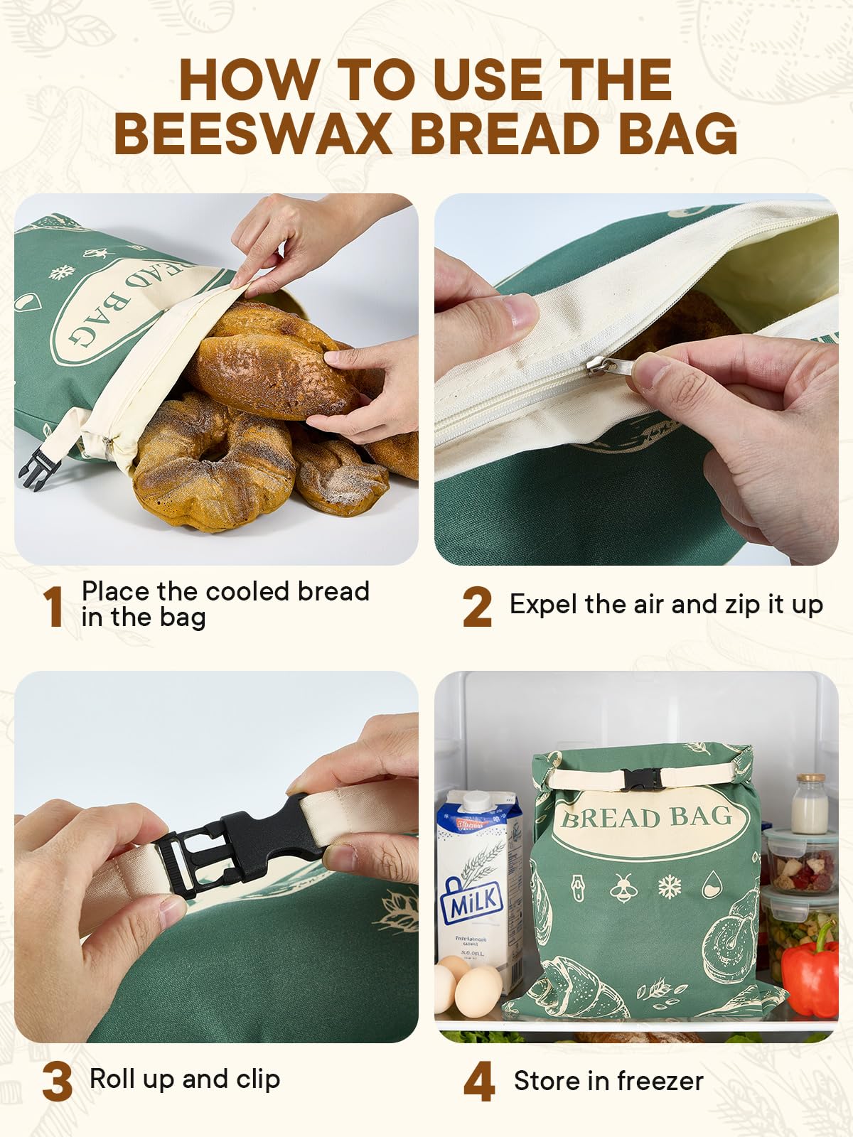 Cuijialaha sourdough bread bag XL fits artisan loaves neatly.