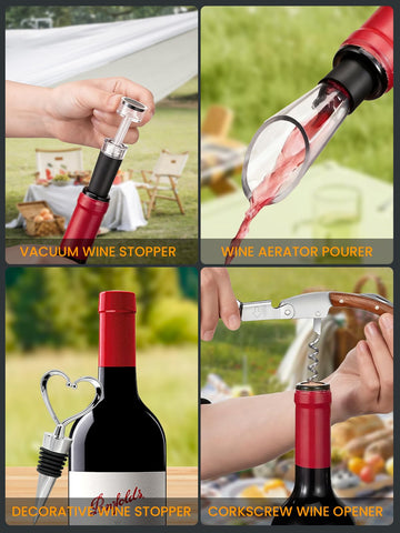 CUIJIALAHA wine accessories set enhances opening, aerating, and sealing flavors