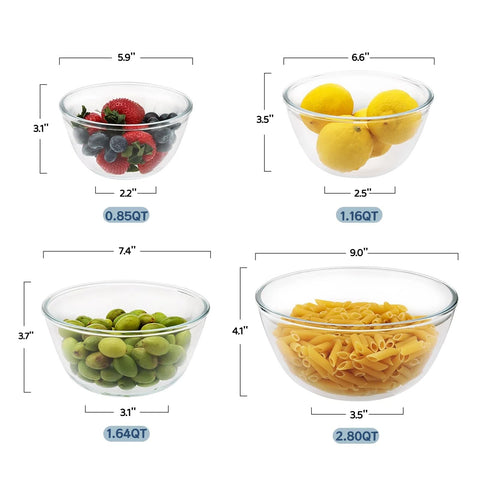 Cuiselect 2.80qt glass mixing bowl showing generous capacity for salads