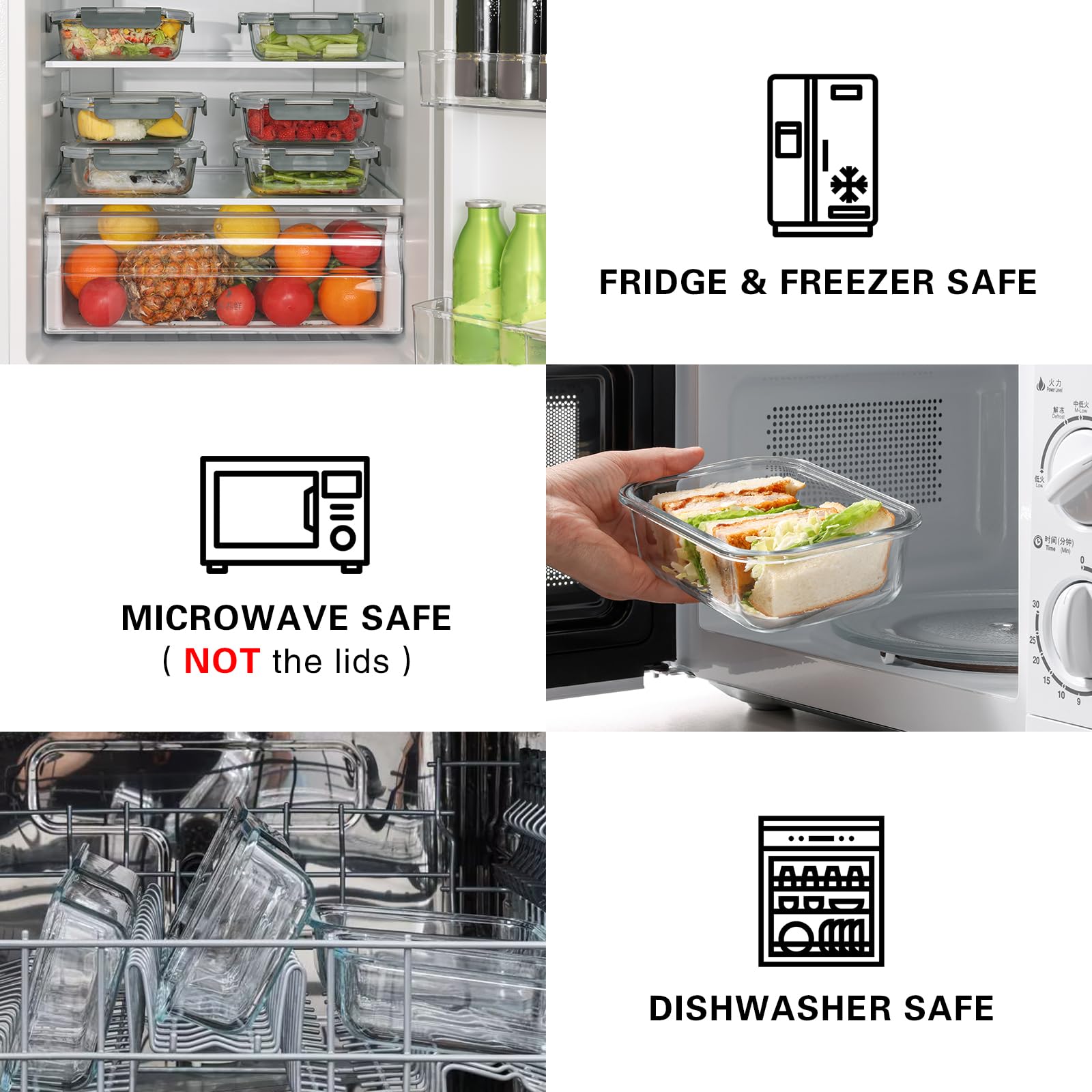 Cuiselect airtight locking lids keep contents fresh and prevent leaks during transport.