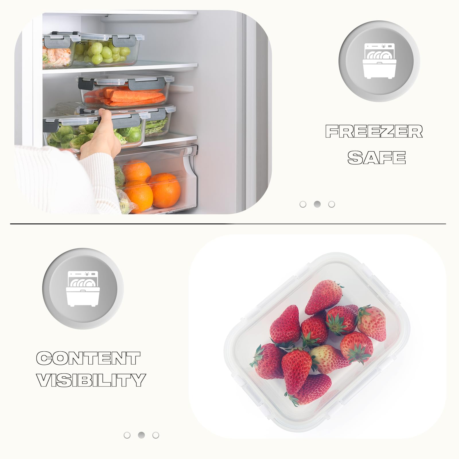 Cuiselect borosilicate glass container withstands heat and cold for versatile use