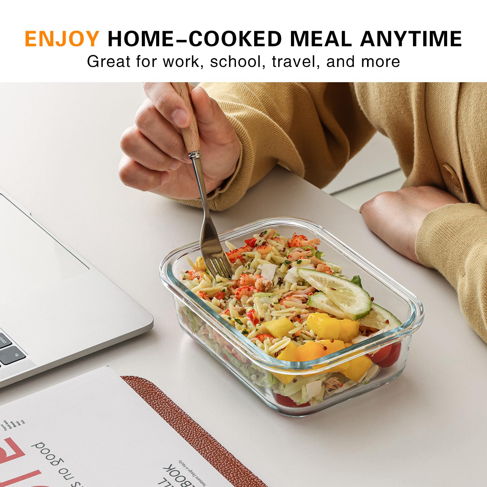 Cuiselect microwave, oven, and freezer safe glass containers for ready-to-go meals.
