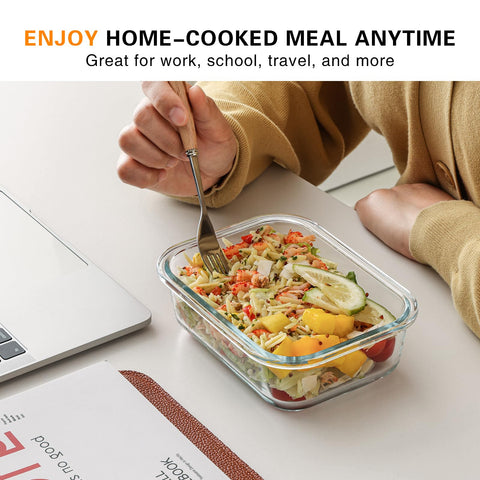 Cuiselect microwave, oven, and freezer safe glass containers for ready-to-go meals.