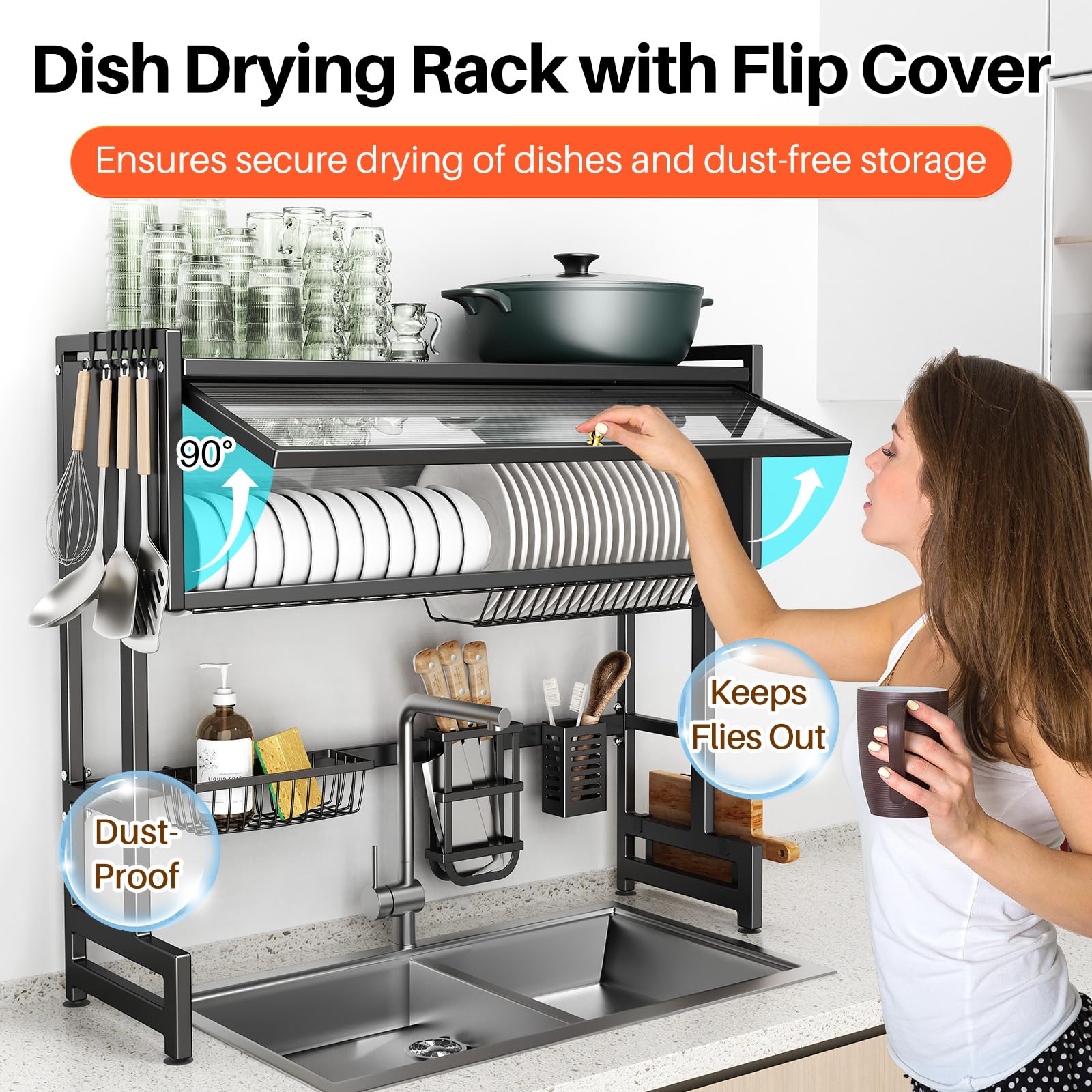 CUISIBOT over-sink design saves counter space while keeping utensils within reach.