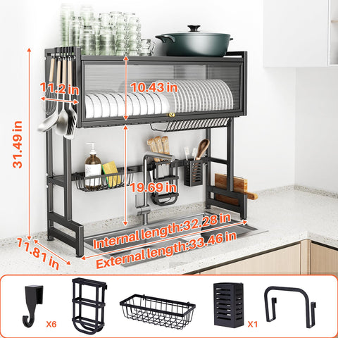CUISIBOT utensil holders and six hooks help organize silverware and tools.