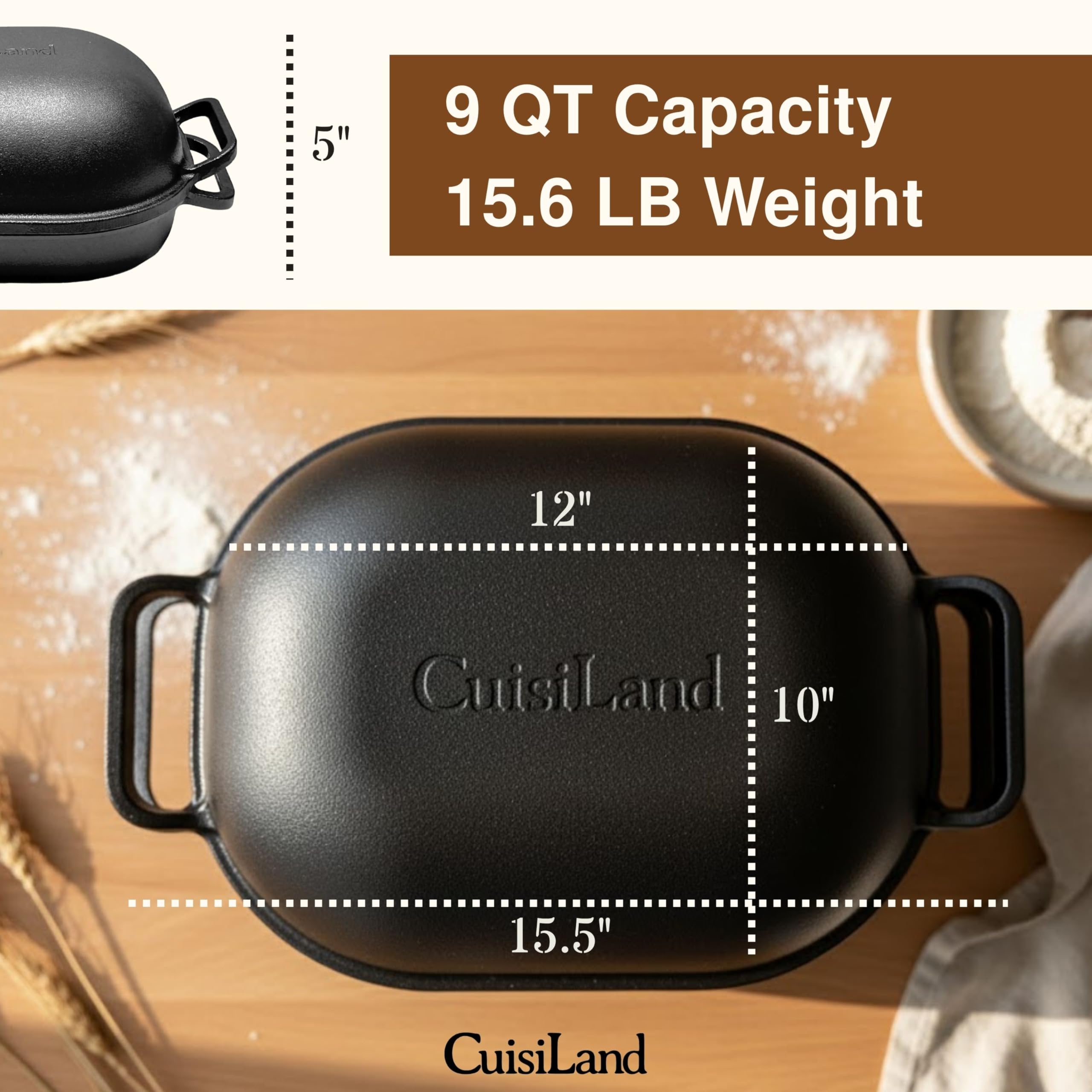 Ergonomic handles aid safe lid removal on the Cuisiland bread pan when hot.