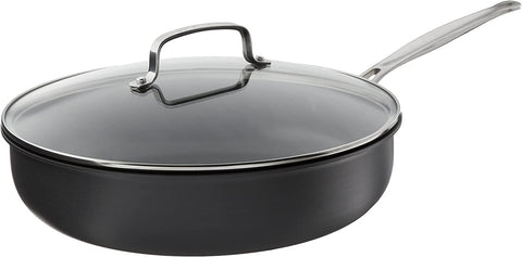 Cuisinart 12-inch deep fry pan with cover for even browning and safer frying.