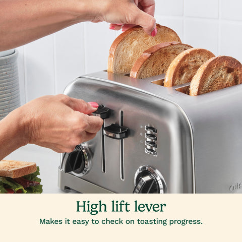 Cuisinart 4-Slice Toaster high-lift lever for easy bread removal.