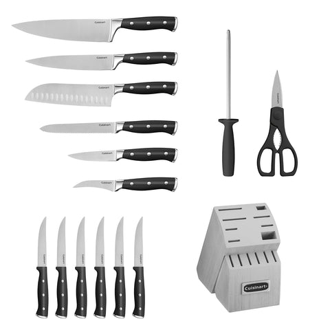 Cuisinart knife set blades close-up highlighting sharp edge.