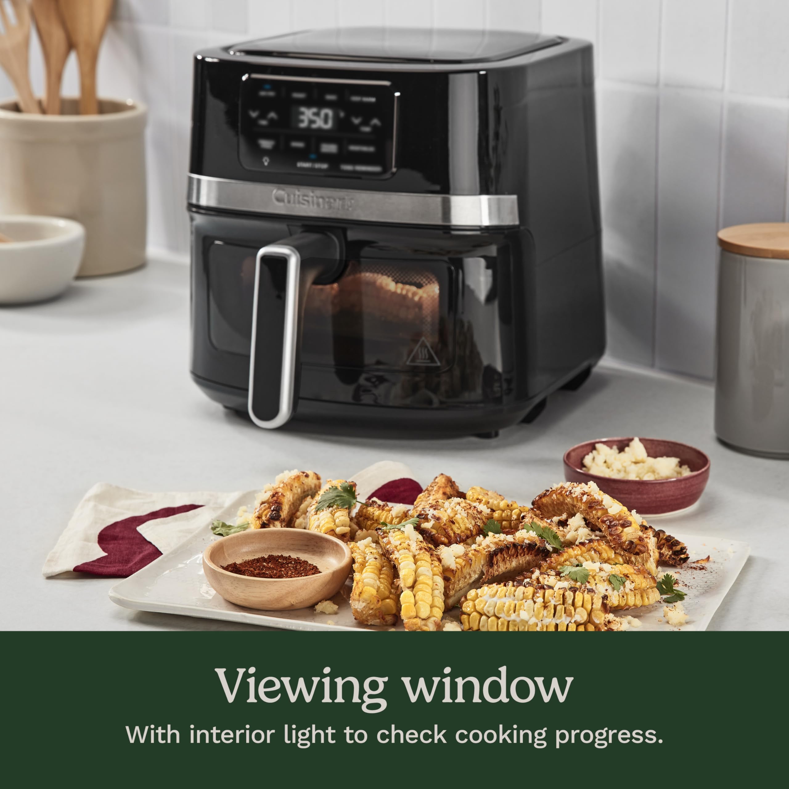 Cuisinart air fryer 4.5-quart basket accommodates family portions.
