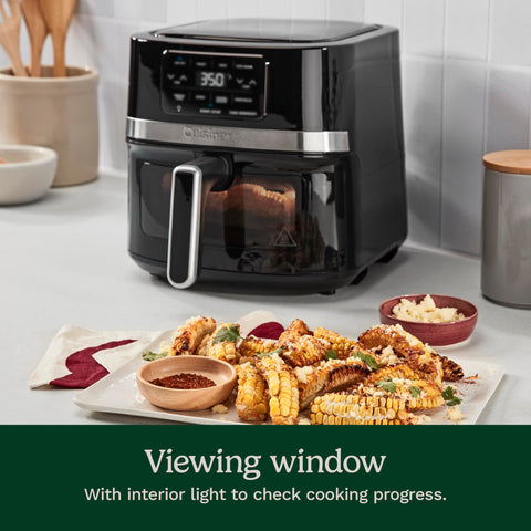 Cuisinart air fryer 4.5-quart basket accommodates family portions.