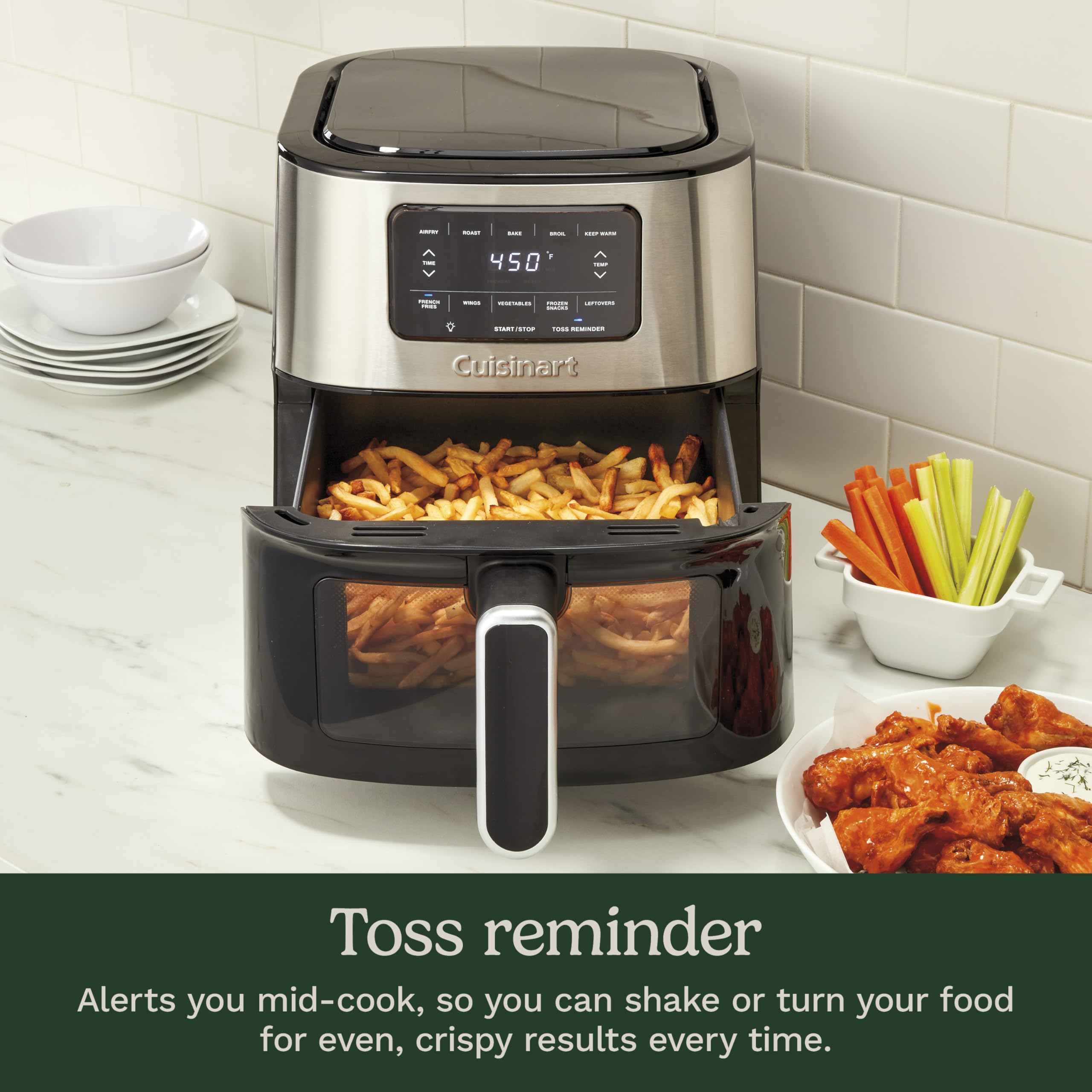 Cuisinart AIR-200NAS wings preset illustrating high-heat crisping