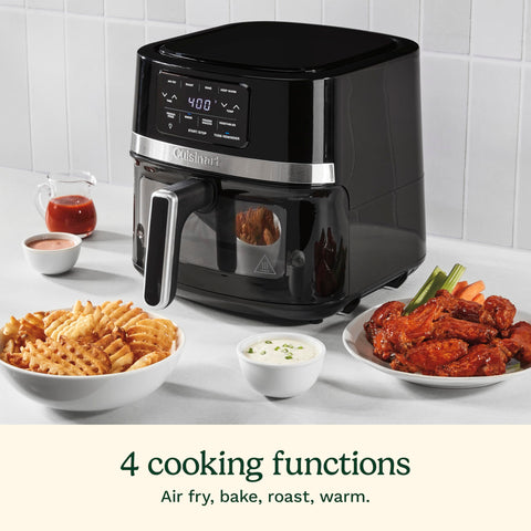 Cuisinart air fryer digital display for precise temperature and time control.