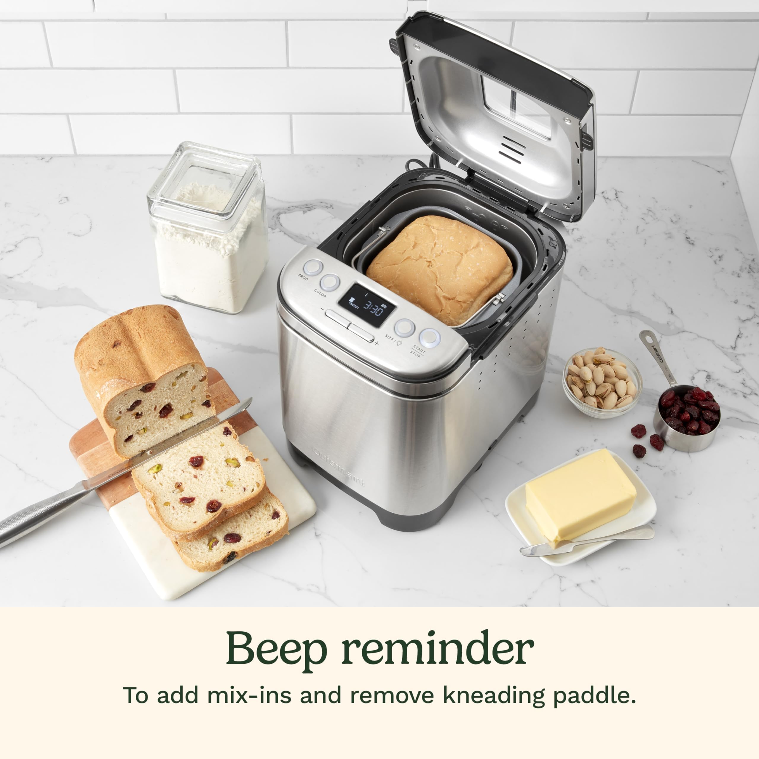 Cuisinart bread maker displaying a 2 lb loaf capacity