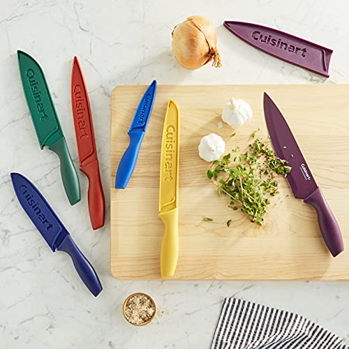 Cuisinart C55-12PCKSAM knife set stored with guards in a drawer.
