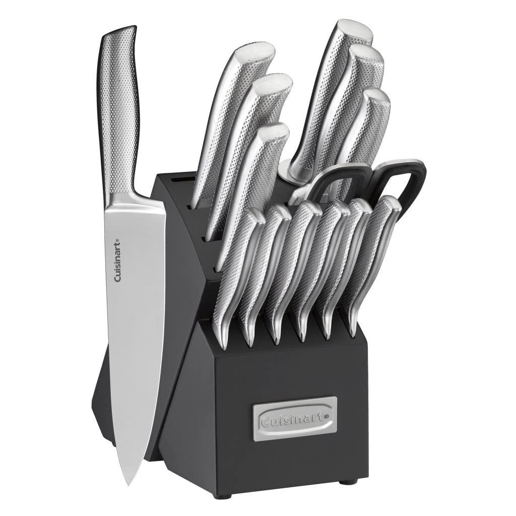 Cuisinart C77SS-15PG block set front view shows organized premium knives for home chefs.
