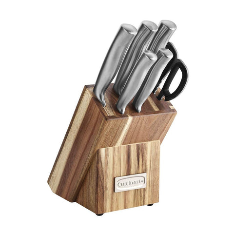 Cuisinart C77SS-7P knife set with Acacia block for organized prep.