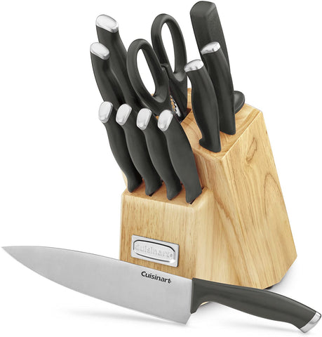 Cuisinart C77SSB-12P knife block set with 8-inch chef knife for precise slicing.