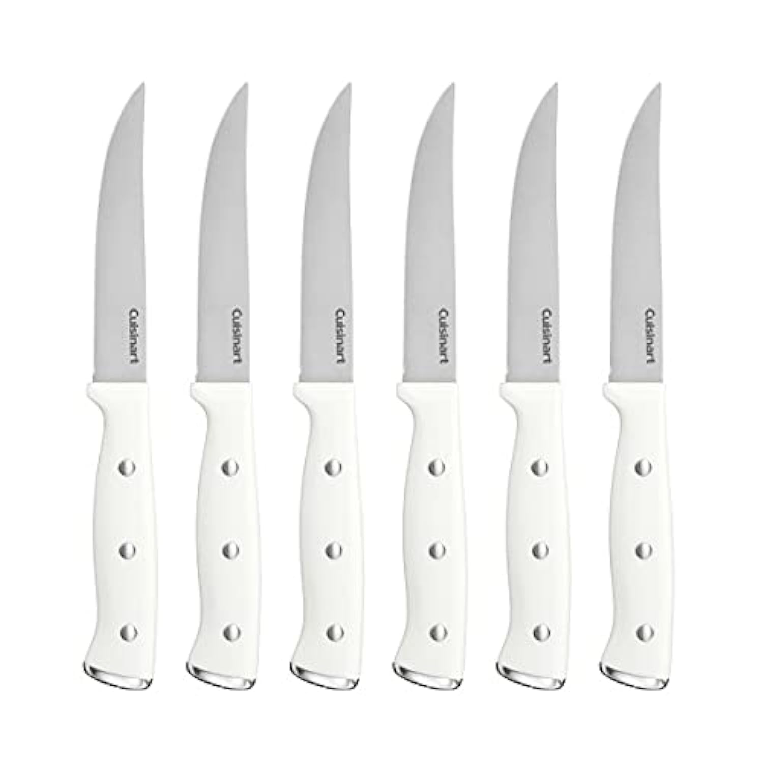 Cuisinart C77WTR-6PSK white steak knife set with triple rivet handles for precise cutting